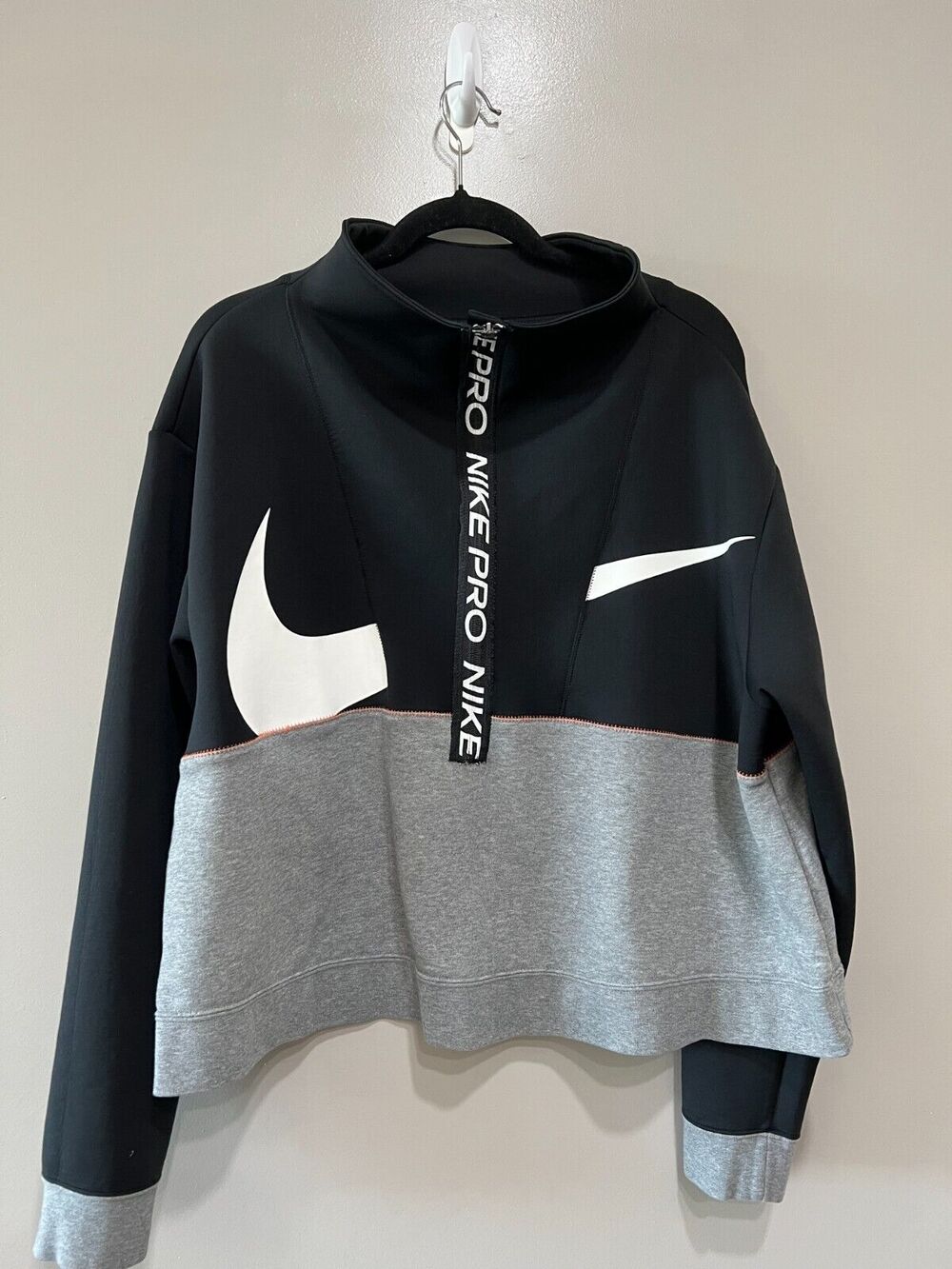 Nike Pro Get Fit Icon Clash Women's Fleece Half-Zip Pullover Cropped Plus 1X